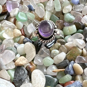 Amethyst Victorian silver statement gem ring